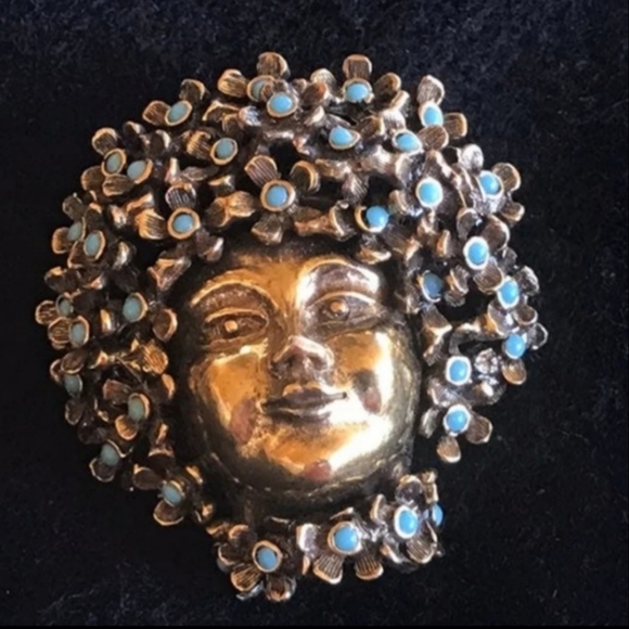 Very Rare Pauline Rader Bronze Lady Brooch. - Picture 7 of 8